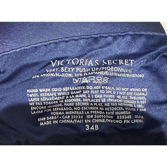 Victoria's Secret 34B Navy T back bra Push up adjustable strap tank bra basics - Picture 5 of 5